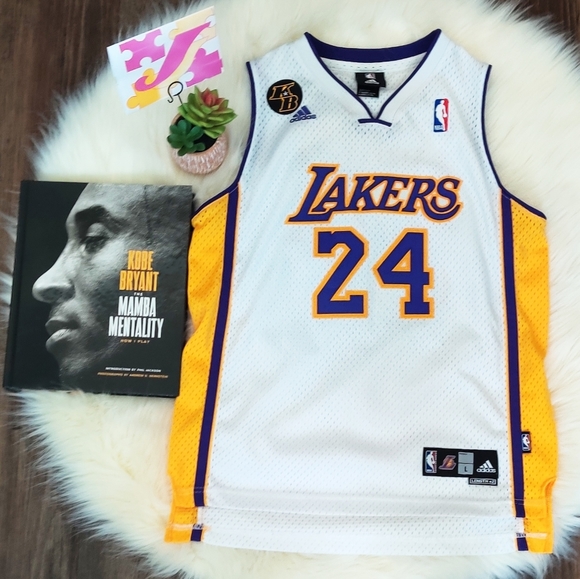 Adidas Mens Black LA Lakers Kobe Bryant Jersey #24 Sewn Swingman Size L  Length+2